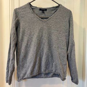 Bundle/lot: two Lands' End XS/P cotton-cashmere sweaters, dark blue and grey